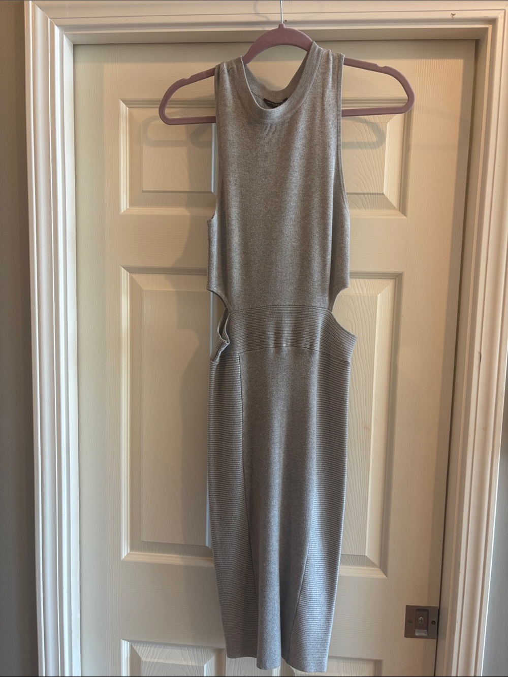 Like new GUESS Sleeveless Gray Knit Midi Dress - Modern Cutout Design